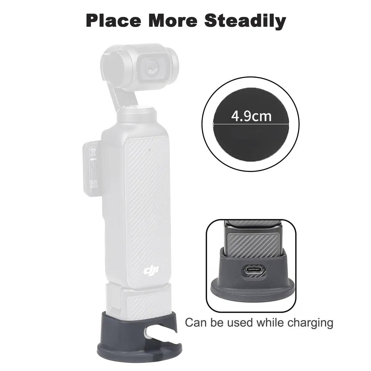 FiTSTILL Black Silicone Non-Slip Desktop Mount for DJI Osmo Pocket 4/3, Lightweight and Compact, with Charging Opening | Stable Desktop Base - view 3