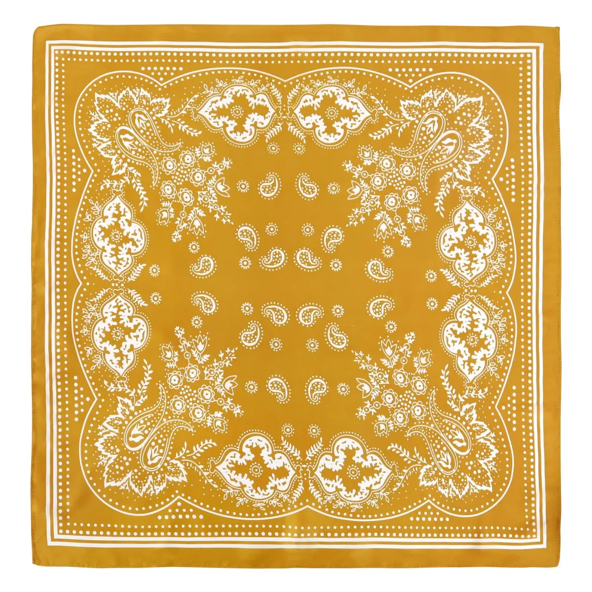 GERINLY Paisley Print Silk Scarf for Men, Yellow 27 Inch Square Neckerchief | Classic Designer Neck Tie - view 2