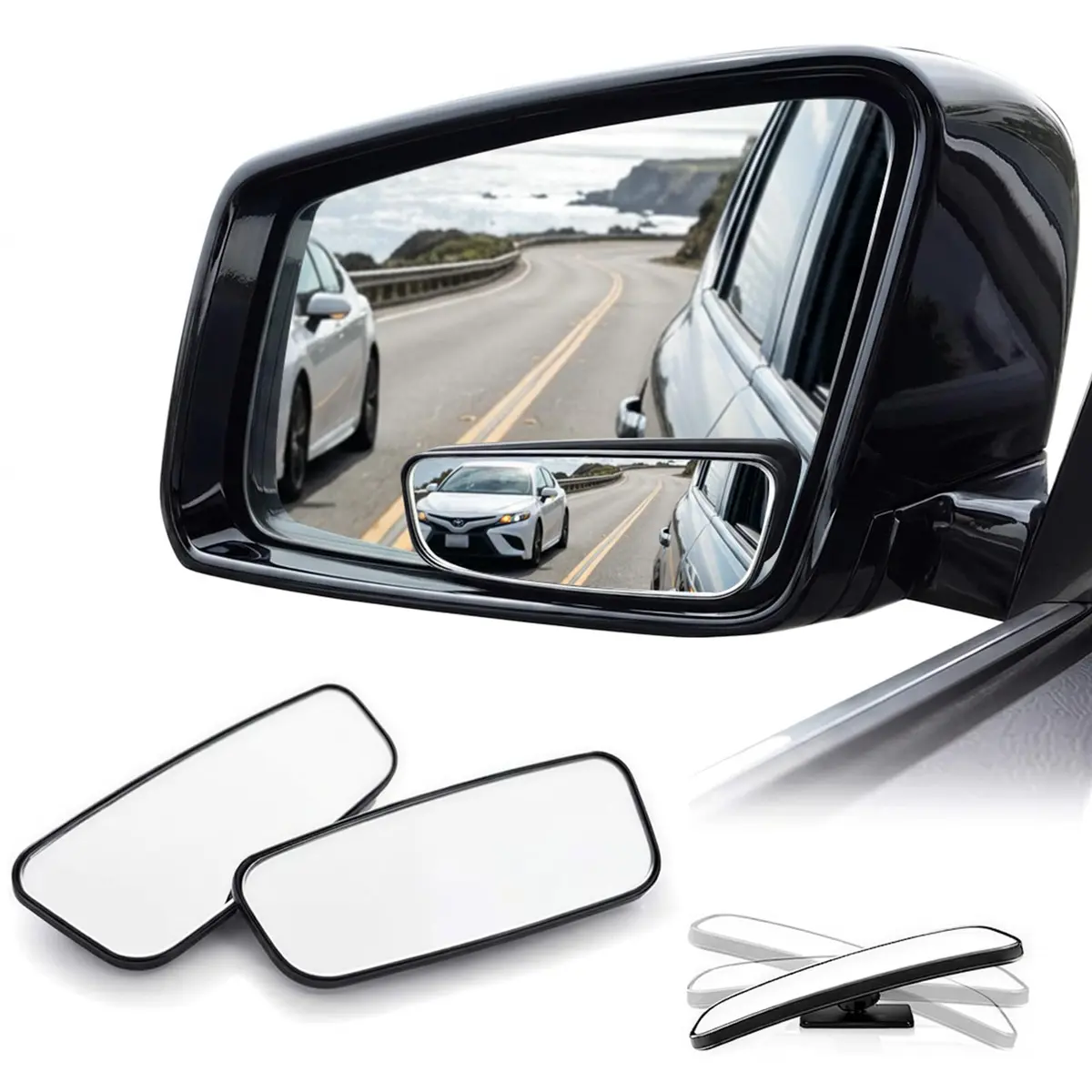 WildAuto Rectangular Blind Spot Mirror with Adhesive Mount, 2-Pack | Wide Angle HD Glass for Cars - main product image