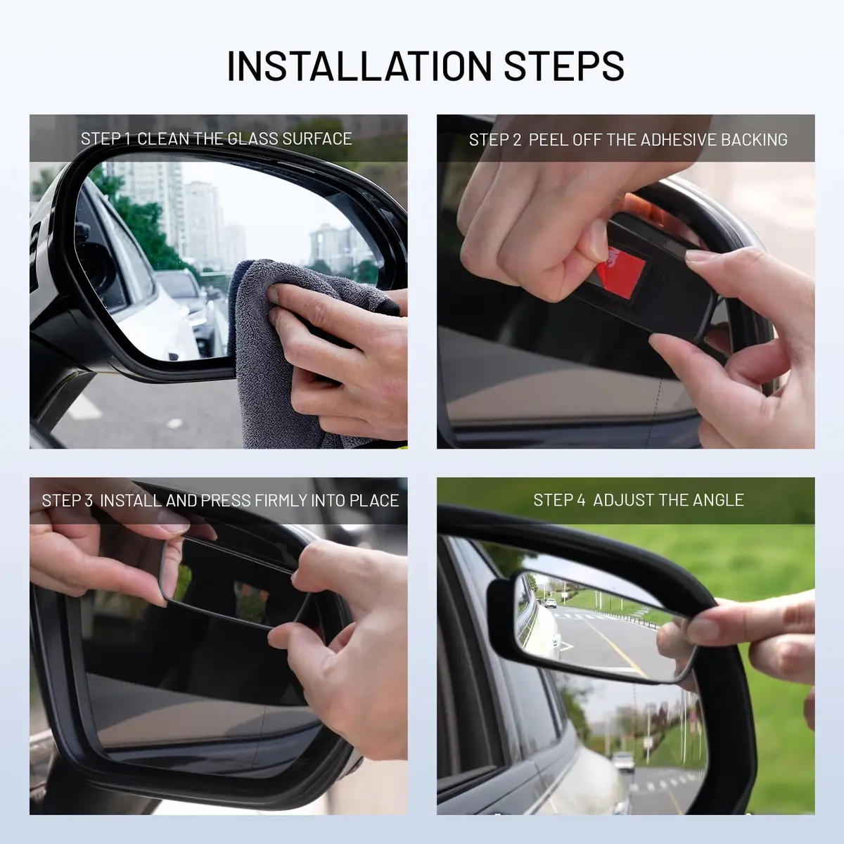 WildAuto Rectangular Blind Spot Mirror with Adhesive Mount, 2-Pack | Wide Angle HD Glass for Cars - view 5