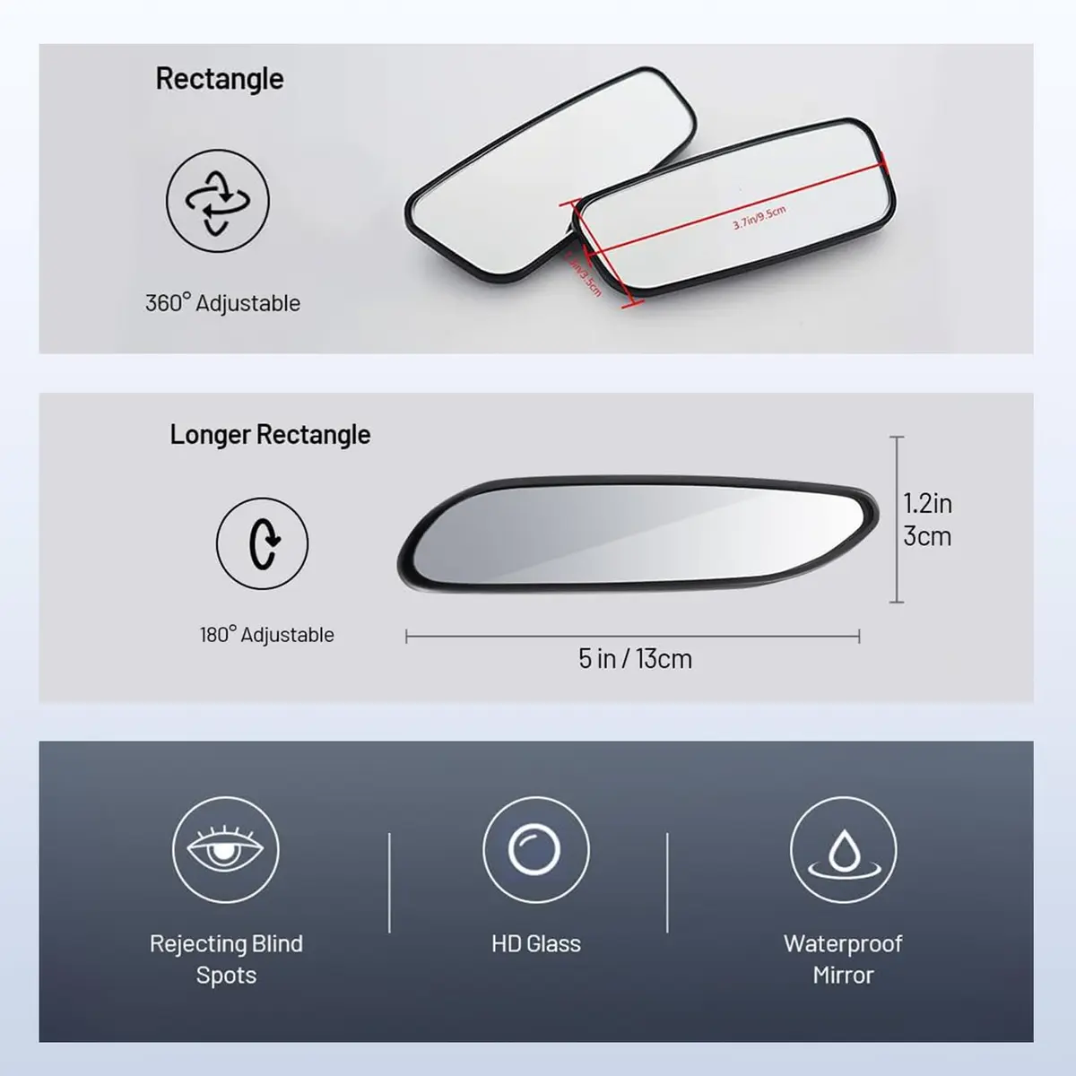WildAuto Rectangular Blind Spot Mirror with Adhesive Mount, 2-Pack | Wide Angle HD Glass for Cars - view 6