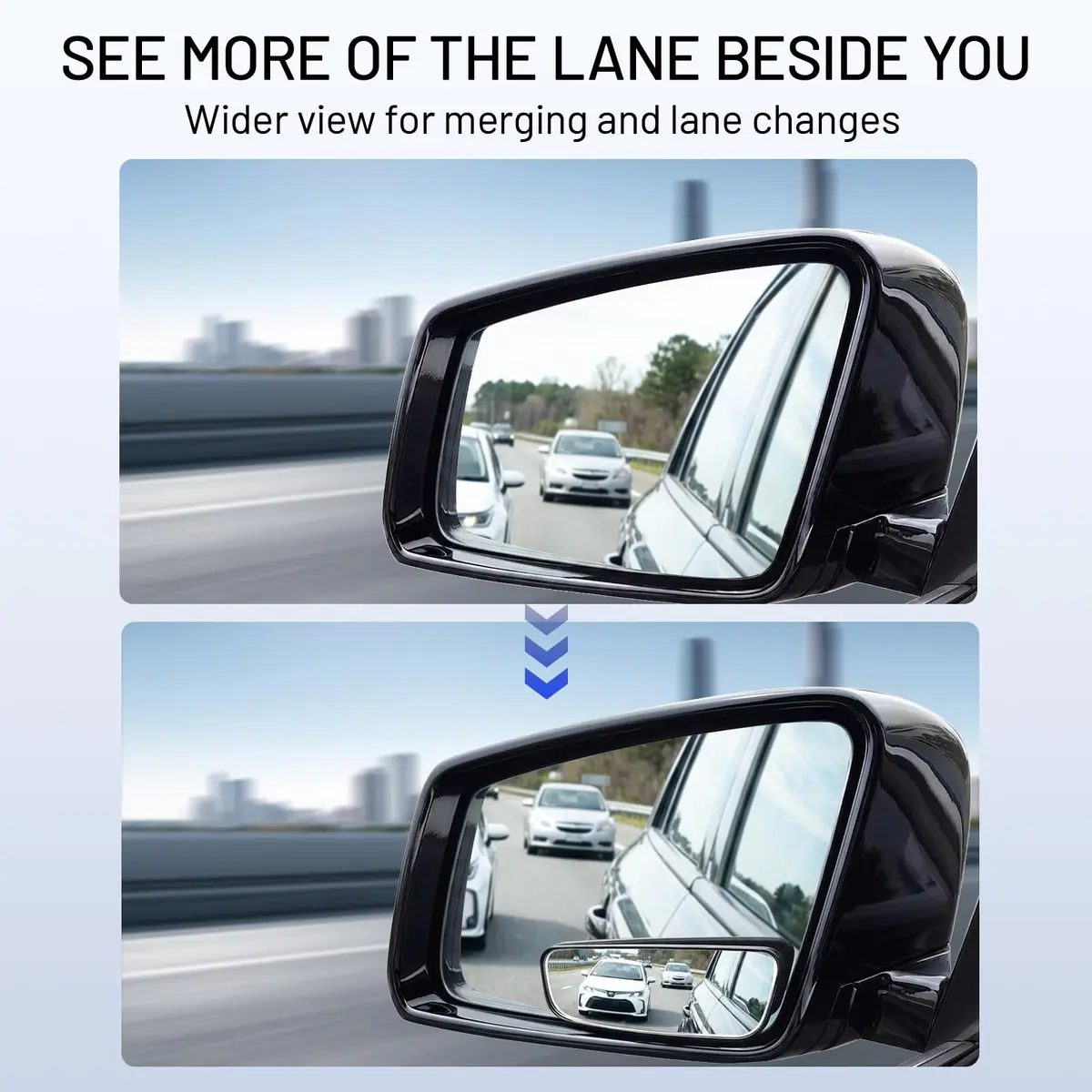 WildAuto Rectangular Blind Spot Mirror with Adhesive Mount, 2-Pack | Wide Angle HD Glass for Cars - view 2
