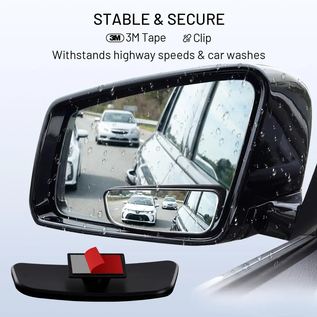 WildAuto Rectangular Blind Spot Mirror with Adhesive Mount, 2-Pack | Wide Angle HD Glass for Cars - view 3