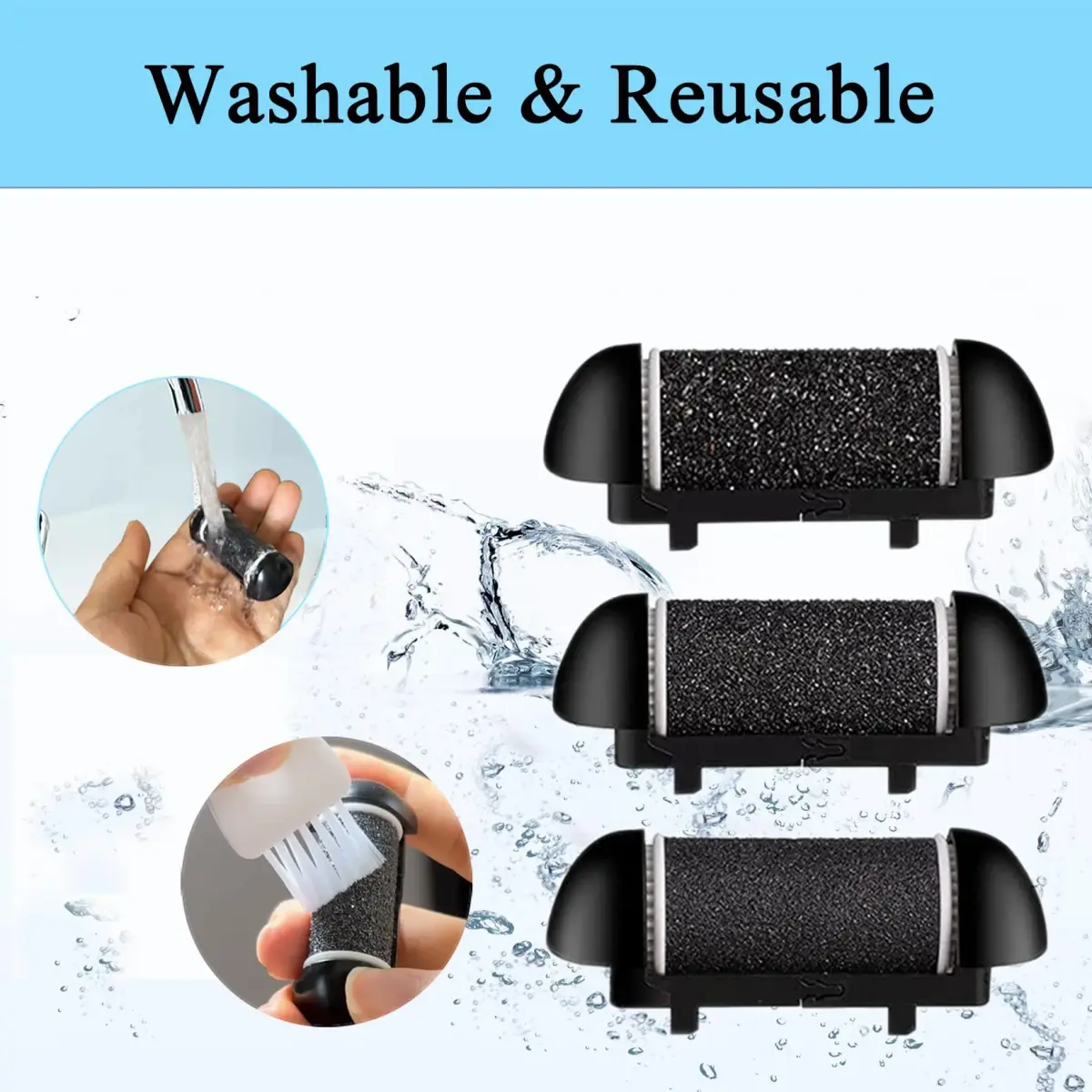CIVYPRO Replacement Roller Heads for Electric Callus Remover BK-506, 3-Count (Extra Coarse, Regular Coarse, Gentle Coarse) | Foot Care Pedicure Tools - view 5