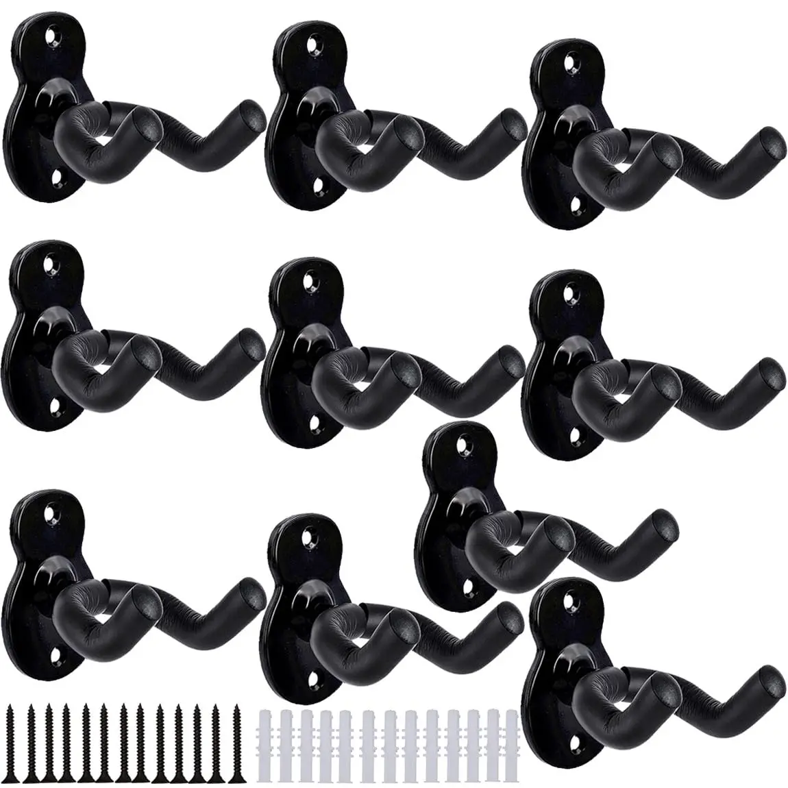 Sound harbor Guitar Wall Mount 10 Pack, Sturdy Metal Hook Stand for Acoustic, Electric Guitar, Banjo, Bass, Ukulele | Rotatable Arms - main product image