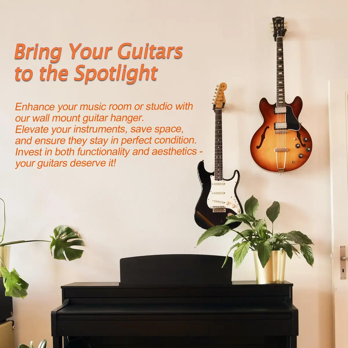 Sound harbor Guitar Wall Mount 10 Pack, Sturdy Metal Hook Stand for Acoustic, Electric Guitar, Banjo, Bass, Ukulele | Rotatable Arms - view 5