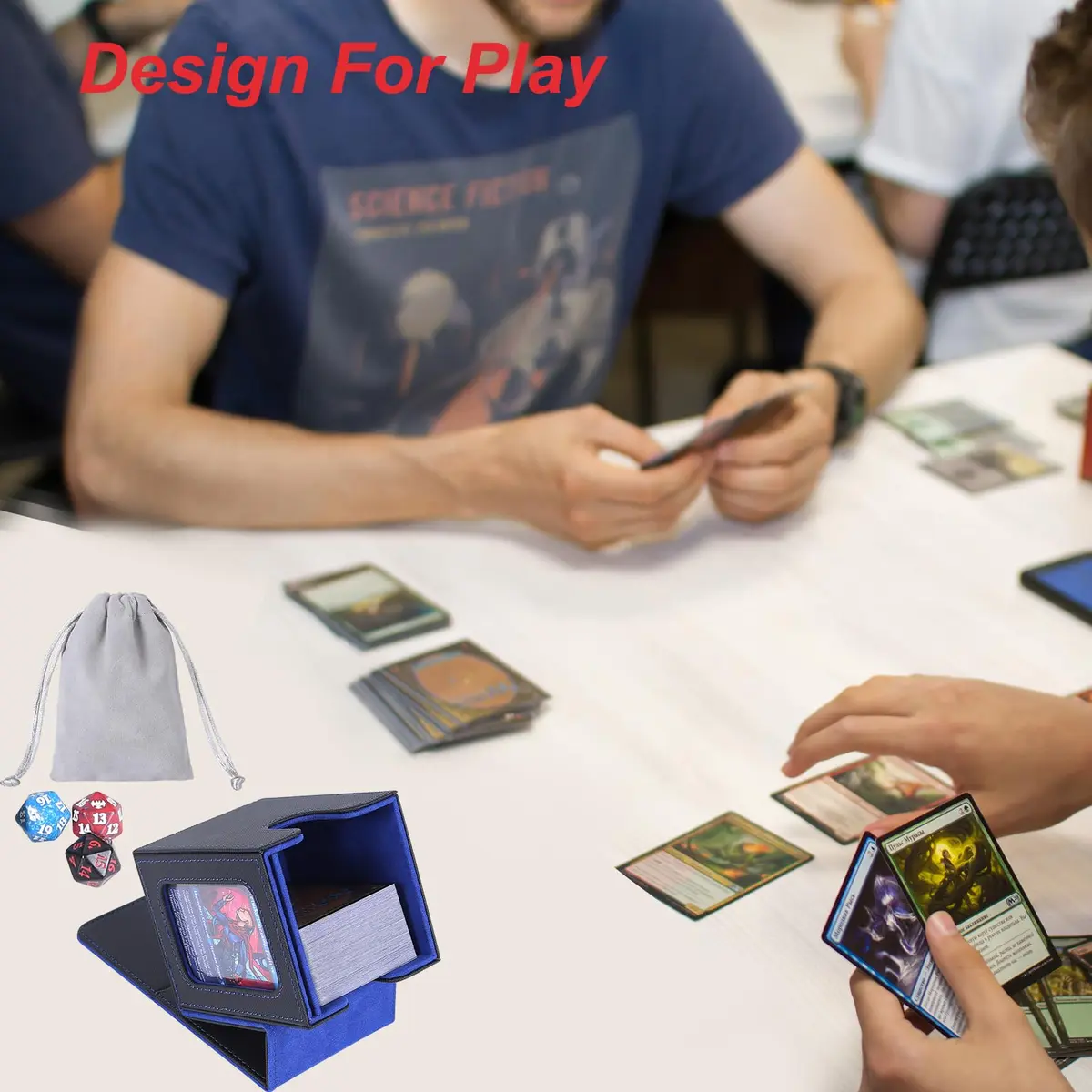 AFIING Commander Deck Box for 100 Double Sleeved Cards | Fits MTG EDH TCG with Side Window & Dividers - view 6