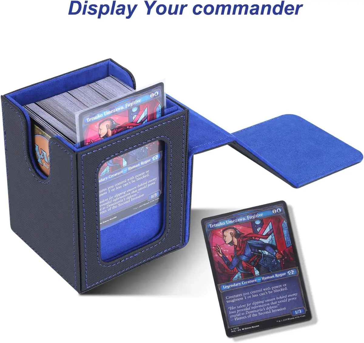 AFIING Commander Deck Box for 100 Double Sleeved Cards | Fits MTG EDH TCG with Side Window & Dividers - view 2