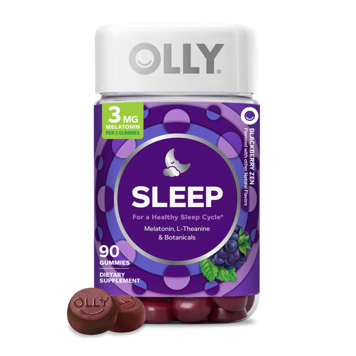OLLY Sleep Support Gummy Supplement, 3 mg Melatonin, L-Theanine - 90 Count | Supports Healthy Sleep Cycle - main product image