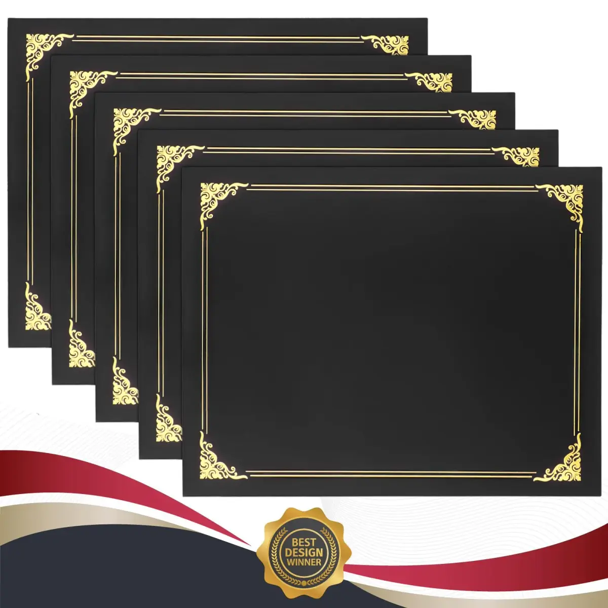 COIDEA Black Certificate Holders 10-Pack | 24.4cm x 30.6cm (9.4" x 12") Diploma Covers - main product image