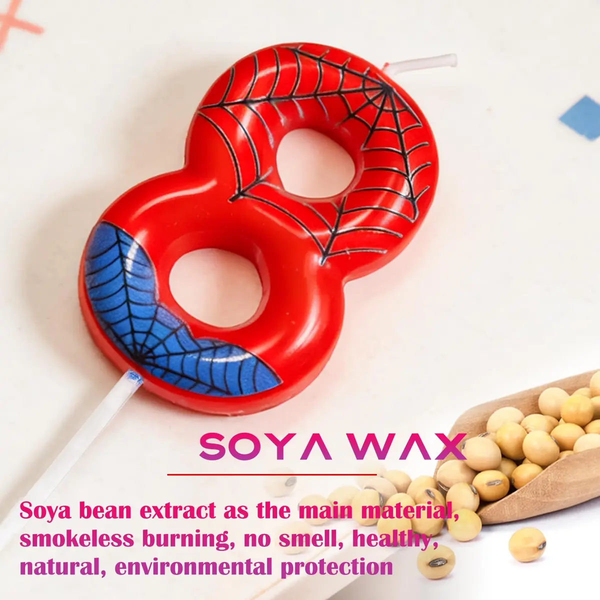 Hongplus 4th Birthday Candles Number 4 | Spider Cartoon Cake Topper for Kids & Adults - view 5