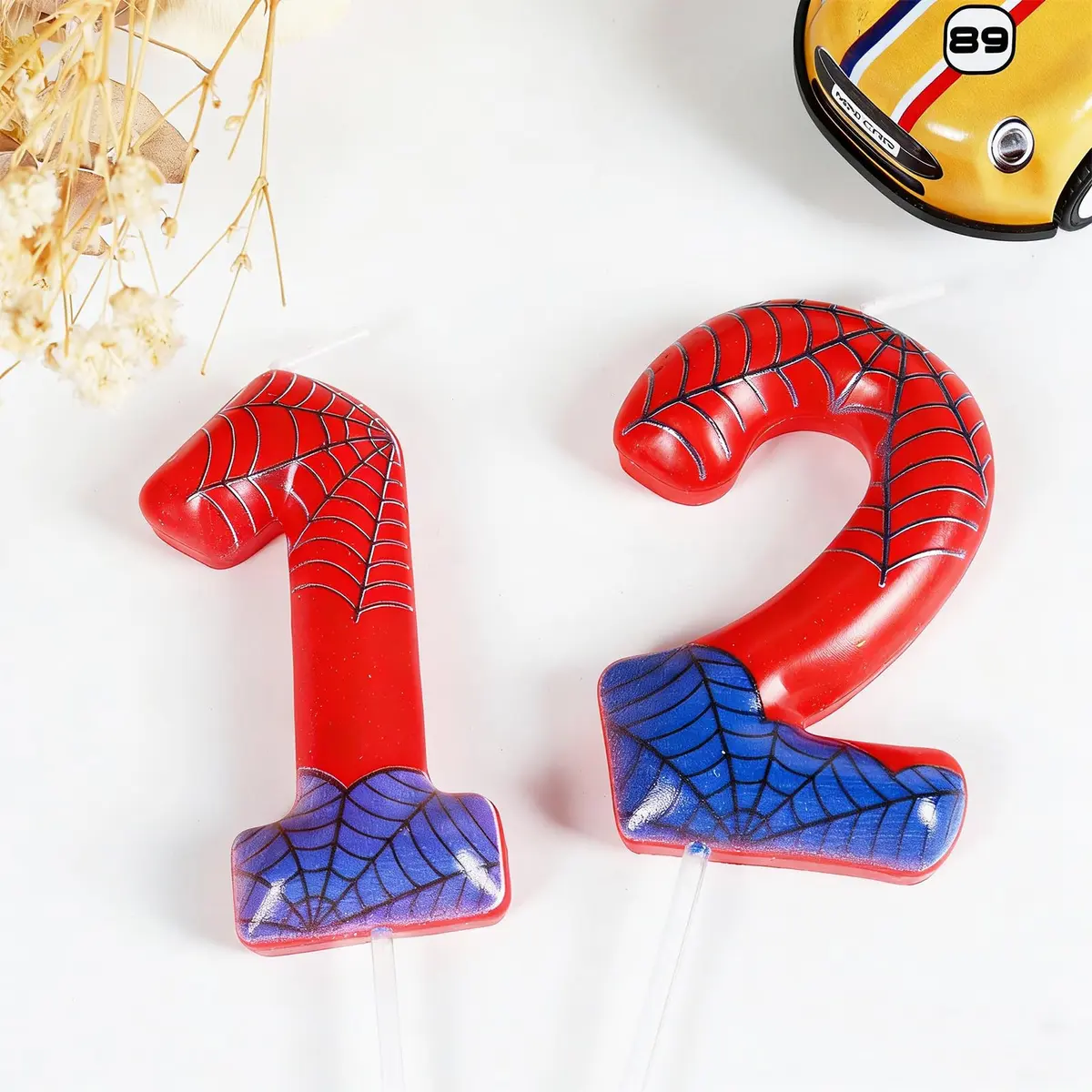 Hongplus 4th Birthday Candles Number 4 | Spider Cartoon Cake Topper for Kids & Adults - view 2