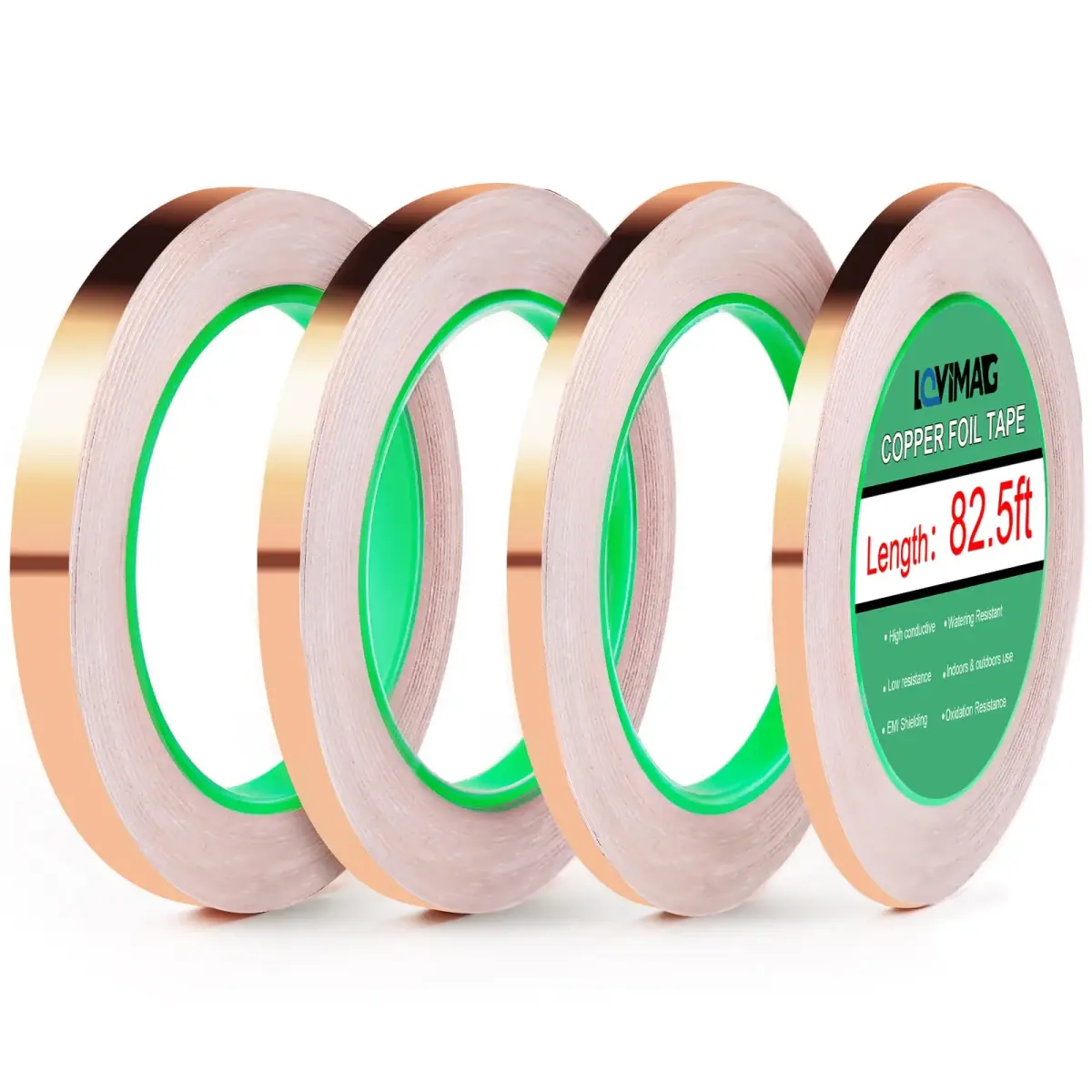 LOVIMAG Copper Foil Tape 25mm (0.98 Inch) x 82.5ft | High Conductivity Industrial Adhesive Tape - main product image