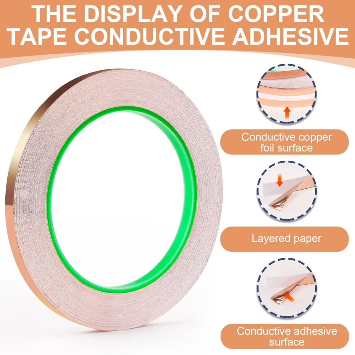 LOVIMAG Copper Foil Tape 6.35mm x 25m (0.25in x 82.5ft) | Electrically Conductive Adhesive for EMI Shielding - view 4