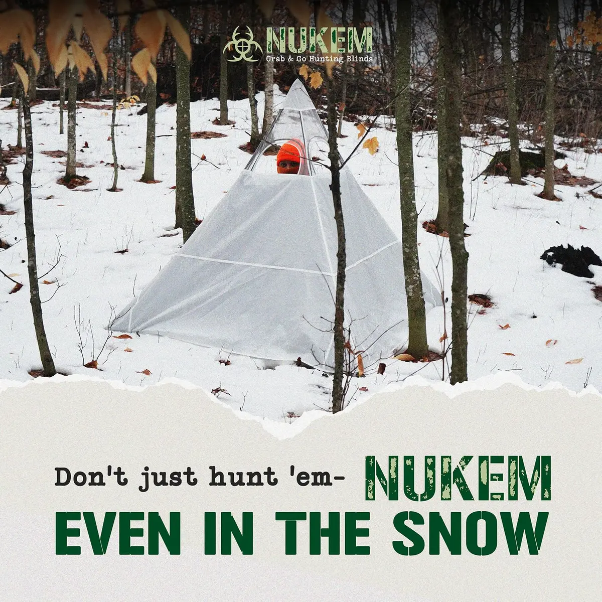 Nukem Snow Cover for Hunting Blinds - Solid White | Non-UV Reflective Material with Stubble Straps - view 6