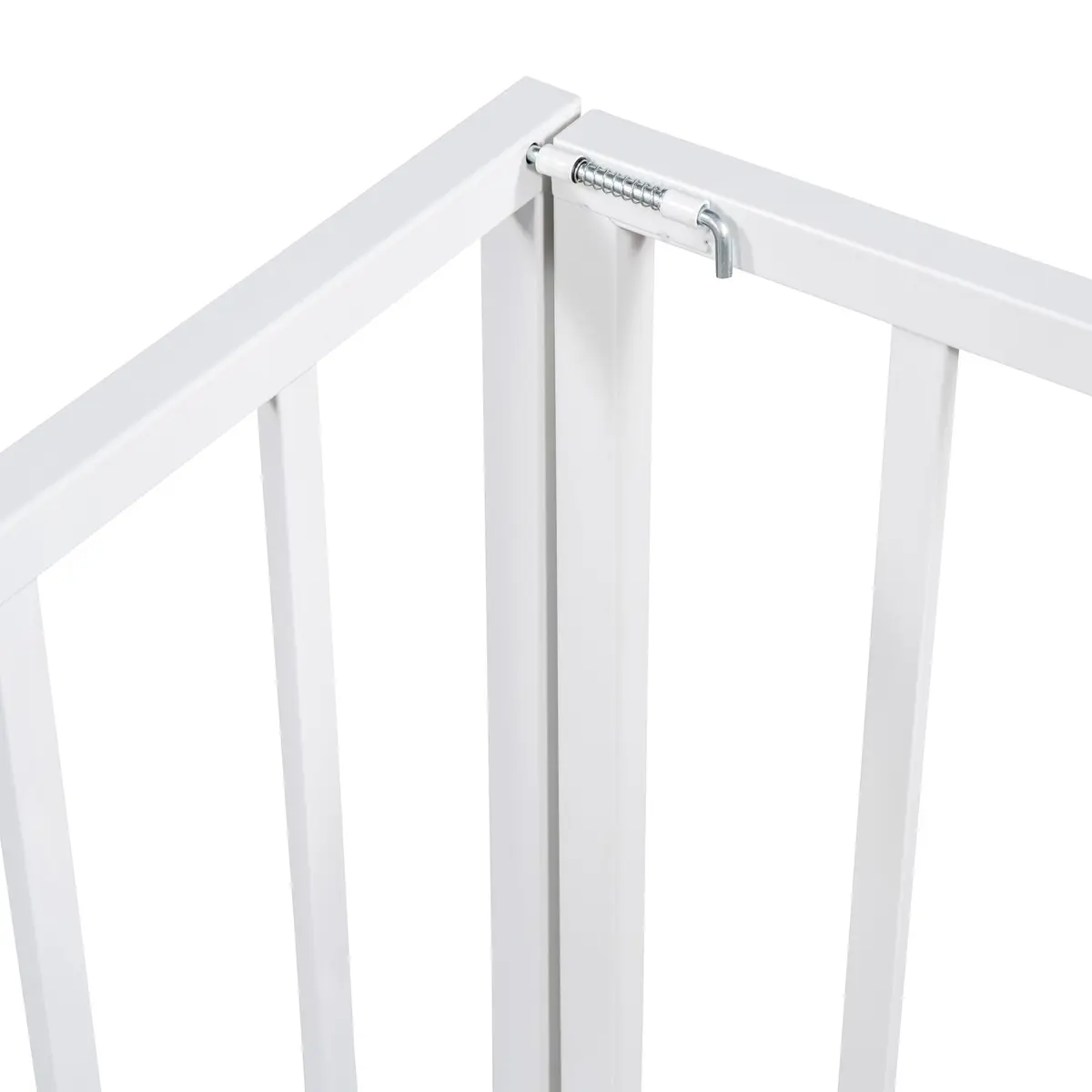 Brisca Full Size Metal Floor Bed Frame with Fence and Door | Versatile Montessori Kids Bed, No Box Spring Needed, Easy to Install, White - view 7