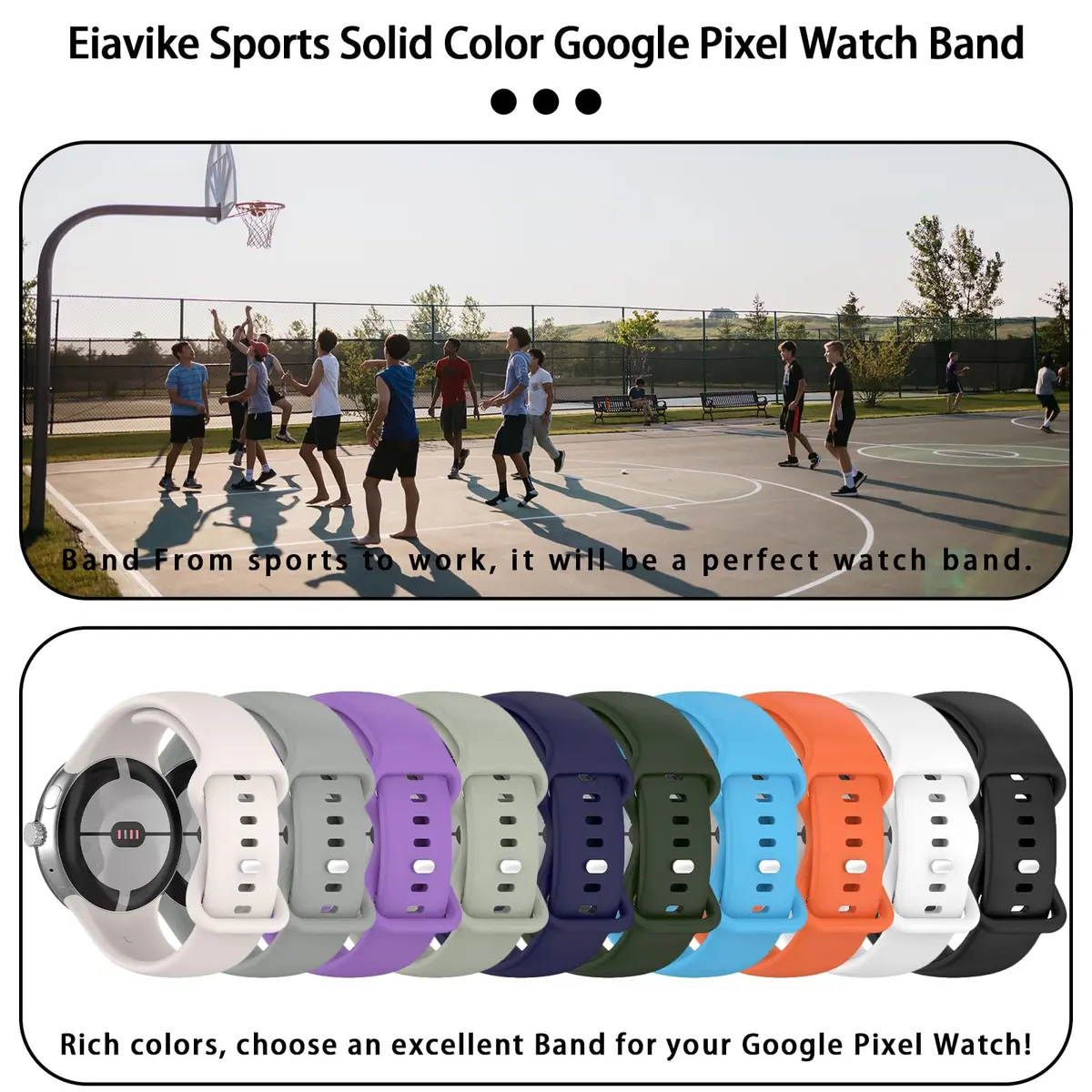 Eiavike Google Pixel Watch 41mm Silicone Band | Breathable, Soft & Durable for Unisex - view 7