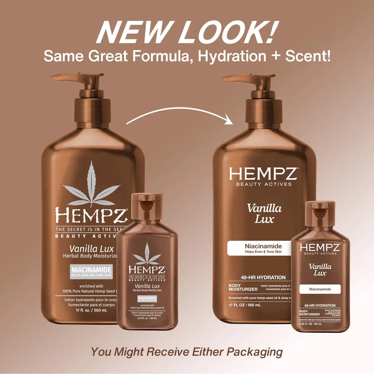 Hempz Mini Vanilla Lux Herbal Body Moisturizer 2.25 oz. | Hydrates & Nourishes with Natural Hemp Seed Oil - view 2