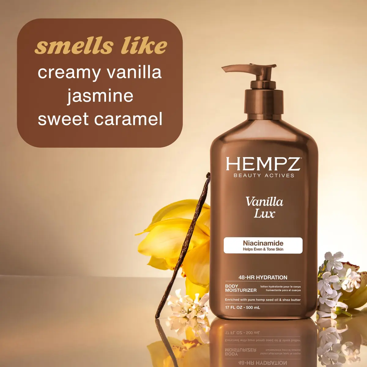 Hempz Mini Vanilla Lux Herbal Body Moisturizer 2.25 oz. | Hydrates & Nourishes with Natural Hemp Seed Oil - view 3