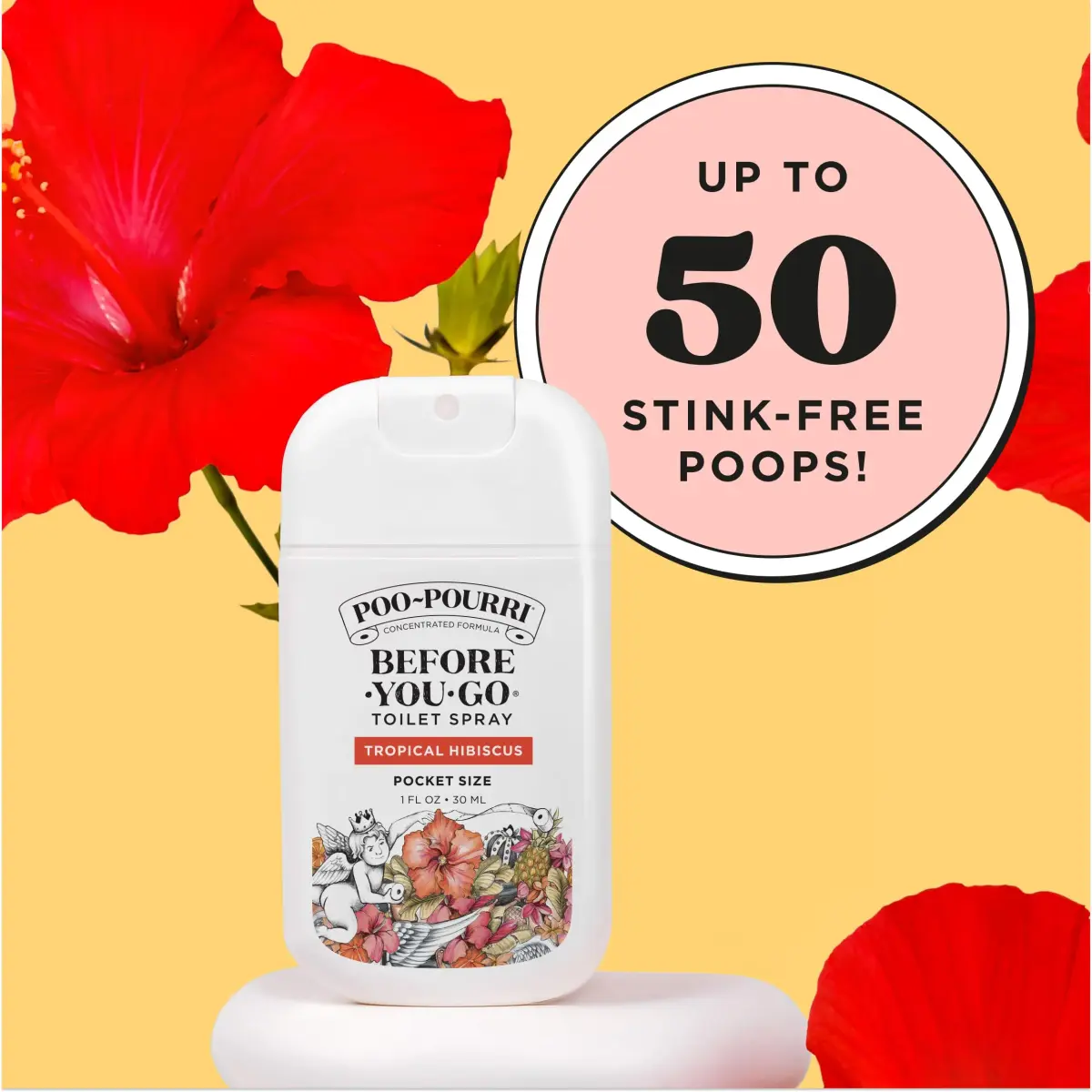 Poo-Pourri Tropical Hibiscus Pocket Toilet Spray 30ml (1 Fl Oz) | Essential Oils Odor Deodorizer - view 5