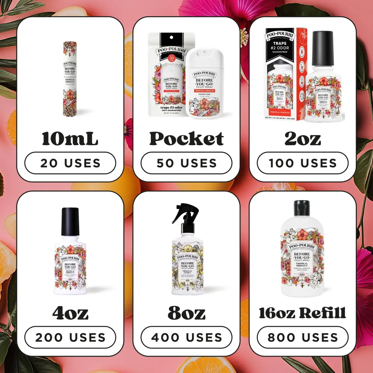 Poo-Pourri Tropical Hibiscus Pocket Toilet Spray 30ml (1 Fl Oz) | Essential Oils Odor Deodorizer - view 7