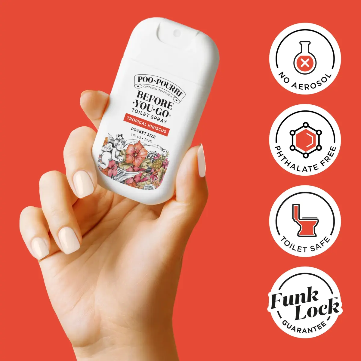 Poo-Pourri Tropical Hibiscus Pocket Toilet Spray 30ml (1 Fl Oz) | Essential Oils Odor Deodorizer - view 3