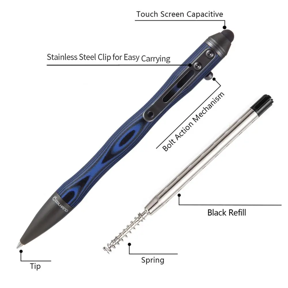 Cool Hand 5.7'' G10 EDC Bolt Action Pen, Touch Screen Stylus, Model 5375-N | Ergonomic large-hand grip, refillable, stylish navy - view 6