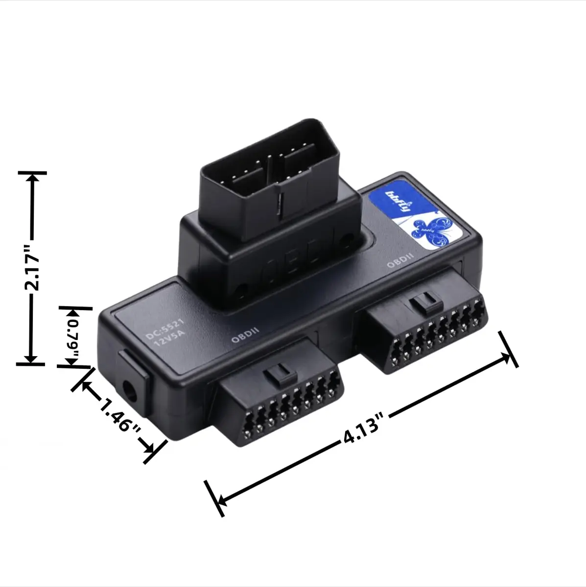 bbfly B33 OBD2 Splitter 1 Male to 2 Female J1962 Adapter with Rotatable Port | 12V 5A DC Connector - view 6