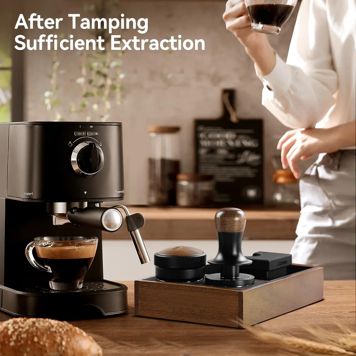 MHW-3BOMBER 53.35mm Espresso Coffee Tamper with Three Spring Loaded Calibrated Espresso Tamper 30lbs | Titanium Coating Black - view 5