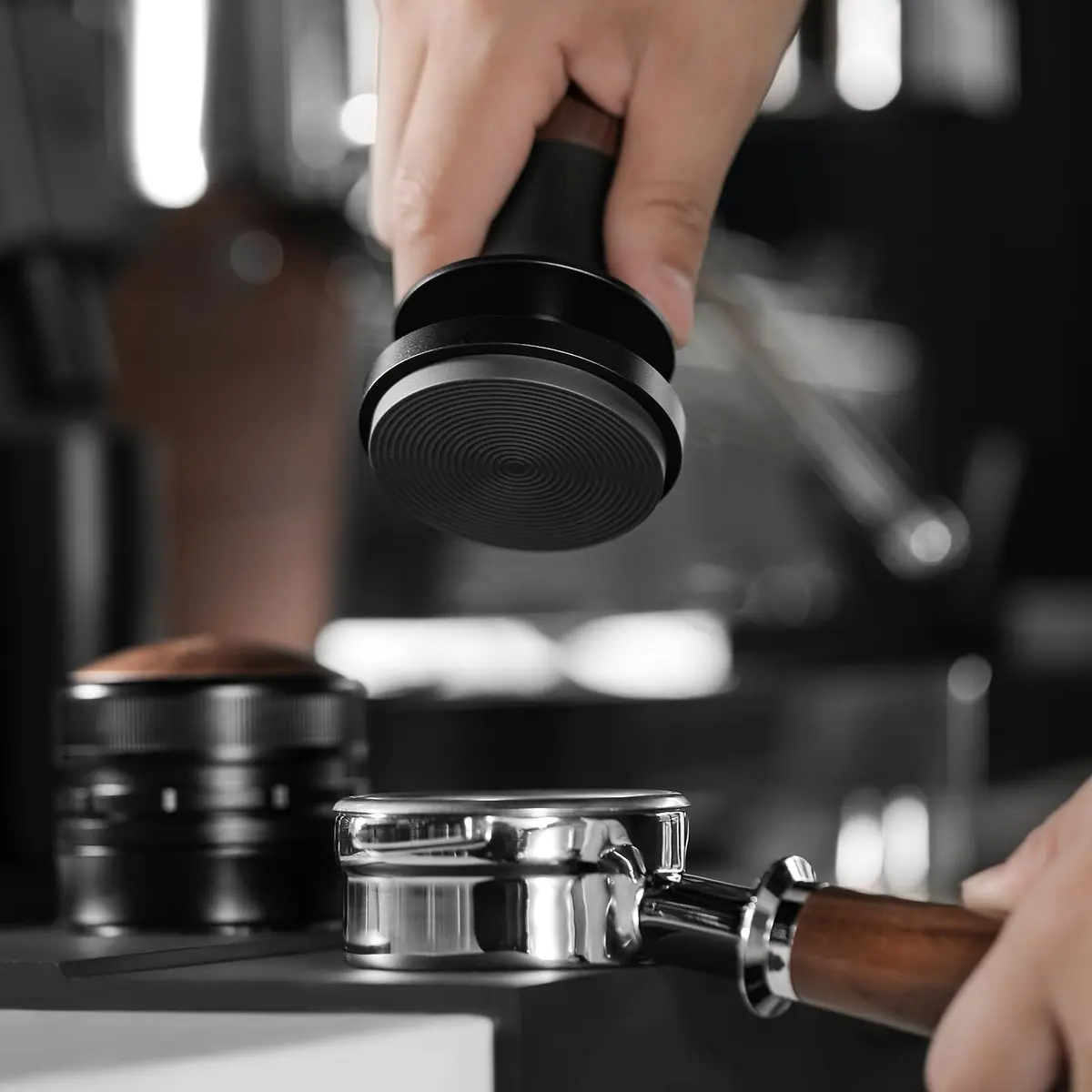 MHW-3BOMBER 53.35mm Espresso Coffee Tamper with Three Spring Loaded Calibrated Espresso Tamper 30lbs | Titanium Coating Black - view 2