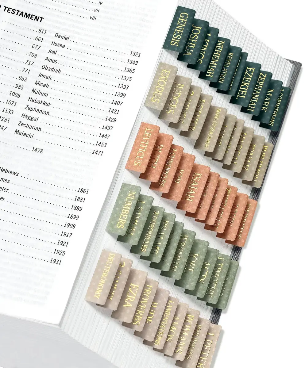 Taja Bible Tabs, 75 Large Print Index Tabs for Old & New Testament | Boho-Inspired Design - main product image