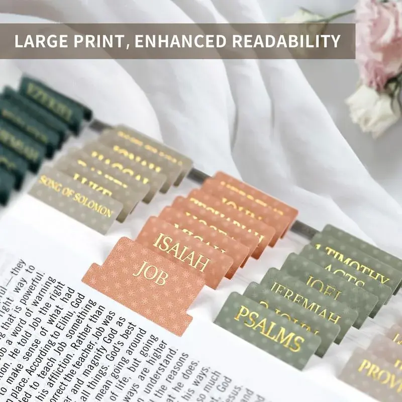 Taja Bible Tabs, 75 Large Print Index Tabs for Old & New Testament | Boho-Inspired Design - view 4