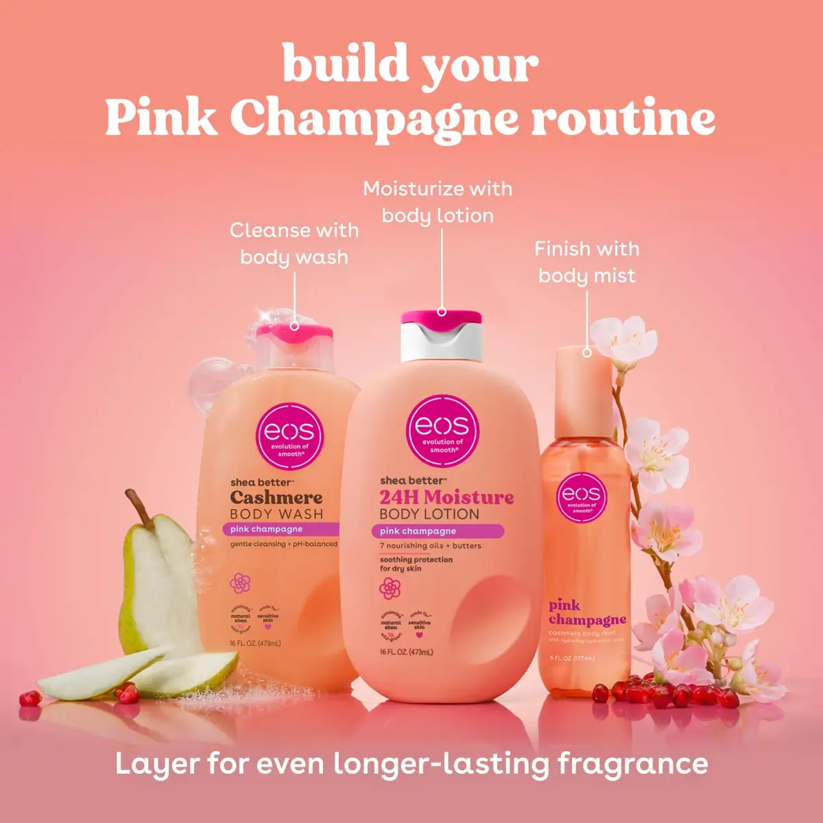 eos Pink Champagne Cashmere Body Wash 473ml (16 fl oz) | pH Balanced for Sensitive Skin - view 4