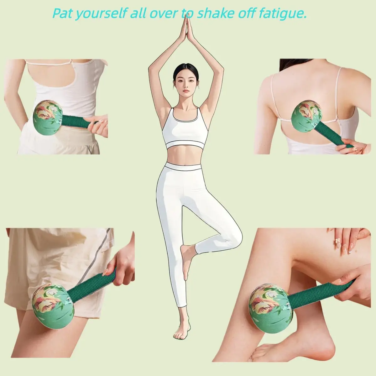 APSWUDR Manual Back Massager Hammer with Mugwort Essence | 25.9 cm (10.24 in) Length, 8.9 cm (3.5 in) Diameter - view 4