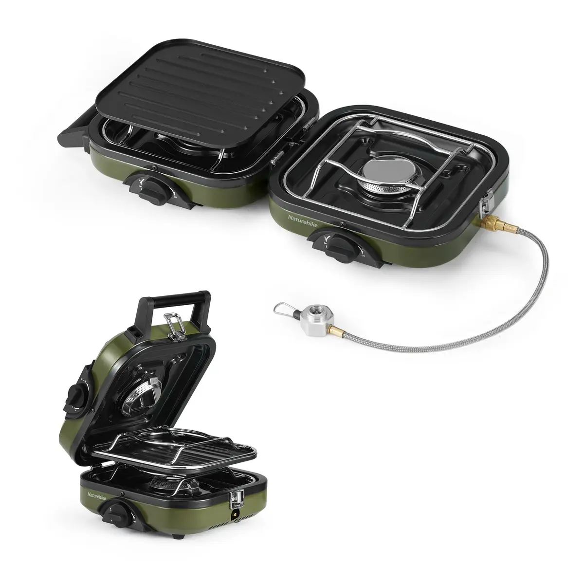 Naturehike 2 Burner Folding Camping Stove with Griddle | Portable Lightweight Gas Stove with Stepless Flame Control - main product image
