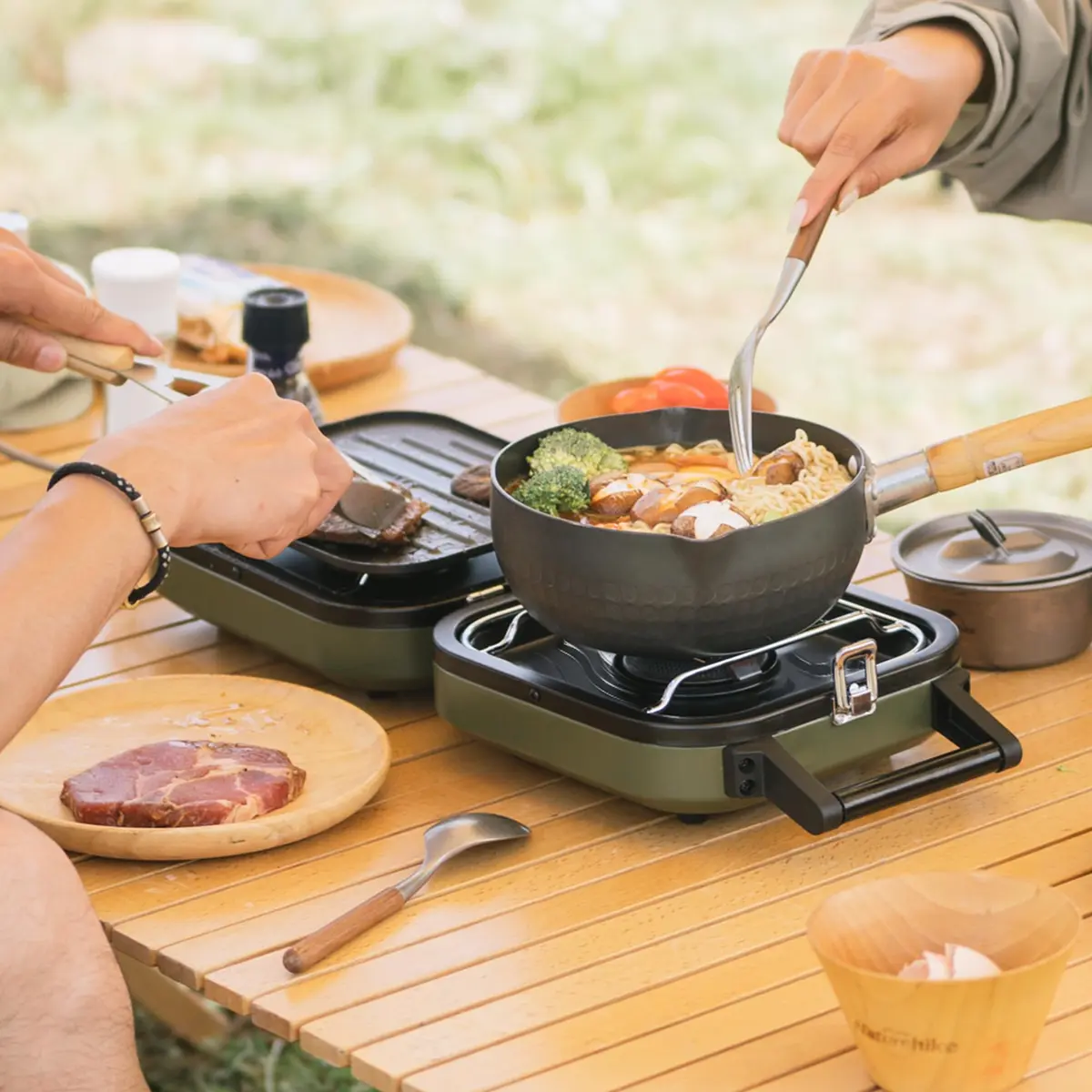 Naturehike 2 Burner Folding Camping Stove with Griddle | Portable Lightweight Gas Stove with Stepless Flame Control - view 6