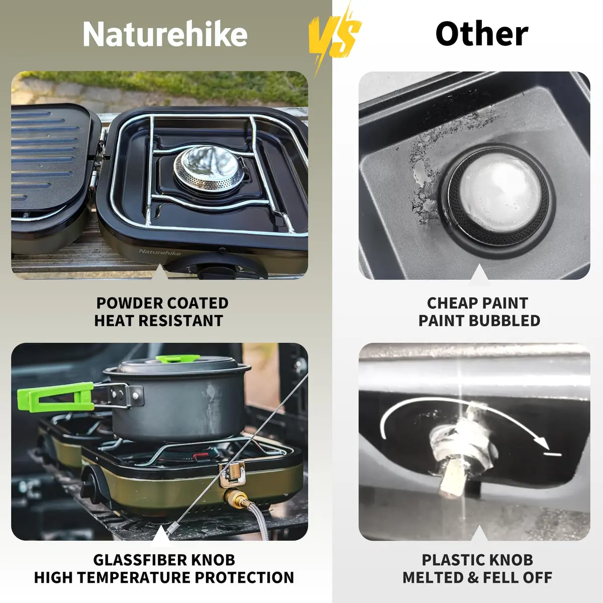 Naturehike 2 Burner Folding Camping Stove with Griddle | Portable Lightweight Gas Stove with Stepless Flame Control - view 2
