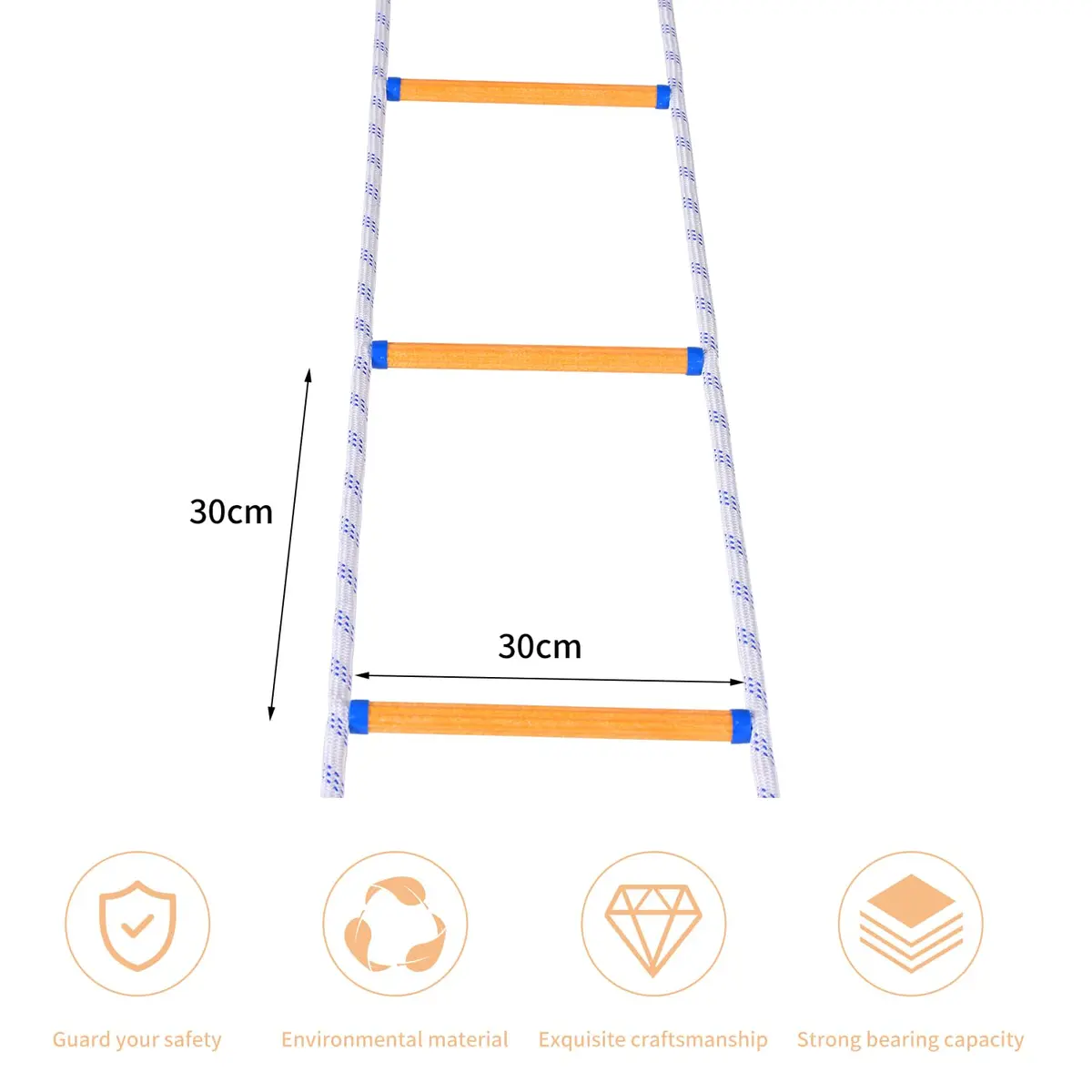 LZ.MZXU Fire Escape Ladder 32.8ft (9.9m) | Heavy Duty Rope Ladder with Hooks for 2-Story Escape - view 4