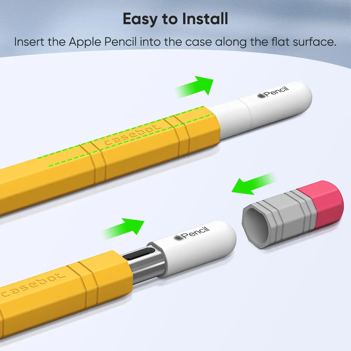 Fintie Soft Silicone Sleeve for Apple Pencil (USB-C), Yellow | Lightweight Pen Protective Cover, Anti-Slip Grip, Ergonomic Design, Writing & Drawing Comfort, Supports Magnetic Attachment - view 6