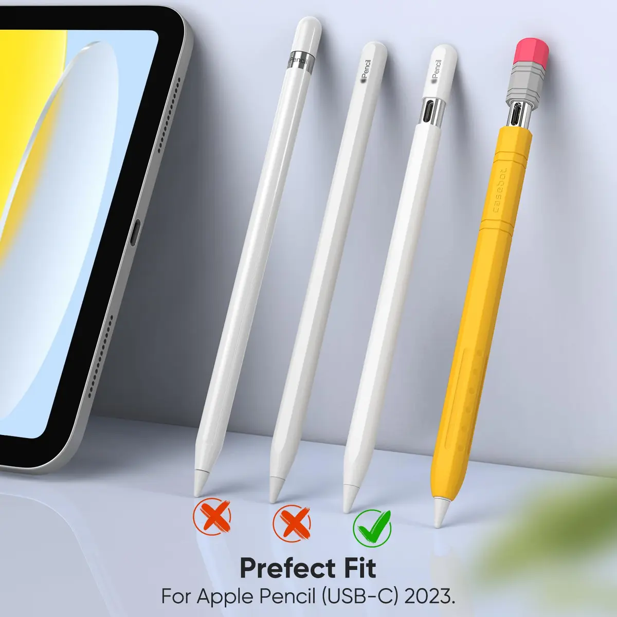 Fintie Soft Silicone Sleeve for Apple Pencil (USB-C), Yellow | Lightweight Pen Protective Cover, Anti-Slip Grip, Ergonomic Design, Writing & Drawing Comfort, Supports Magnetic Attachment - view 2