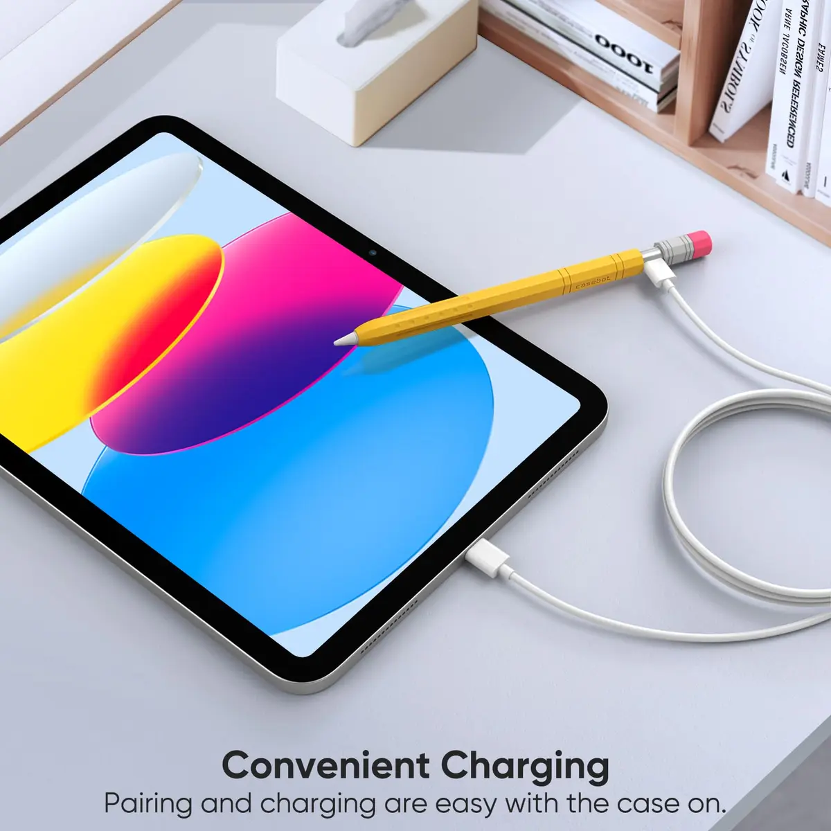 Fintie Soft Silicone Sleeve for Apple Pencil (USB-C), Yellow | Lightweight Pen Protective Cover, Anti-Slip Grip, Ergonomic Design, Writing & Drawing Comfort, Supports Magnetic Attachment - view 3