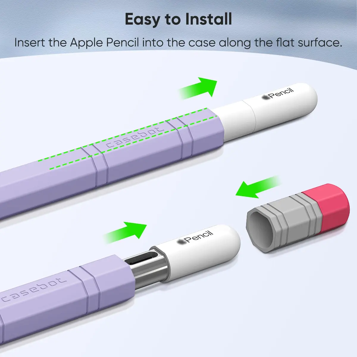 Fintie Soft Silicone Sleeve for Apple Pencil (USB-C) Lilac Purple | Lightweight Pen Protective Cover - view 6