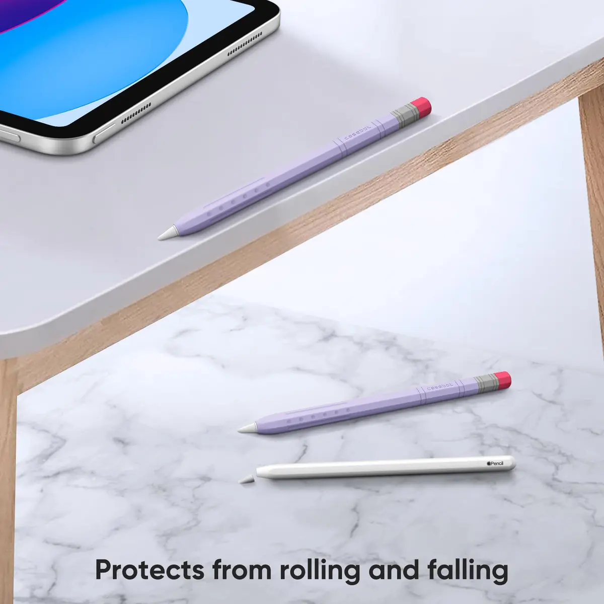 Fintie Soft Silicone Sleeve for Apple Pencil (USB-C) Lilac Purple | Lightweight Pen Protective Cover - view 7