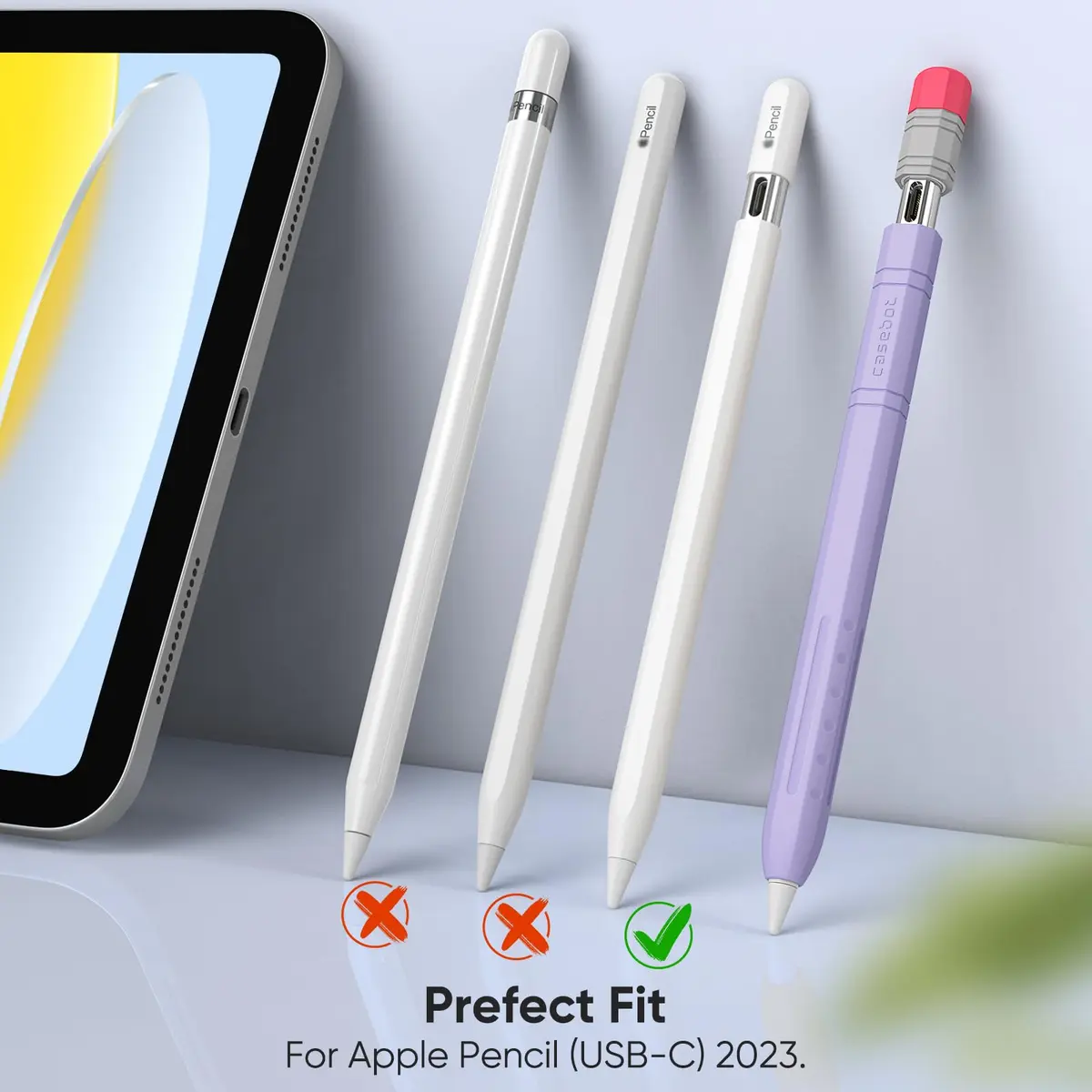 Fintie Soft Silicone Sleeve for Apple Pencil (USB-C) Lilac Purple | Lightweight Pen Protective Cover - view 2