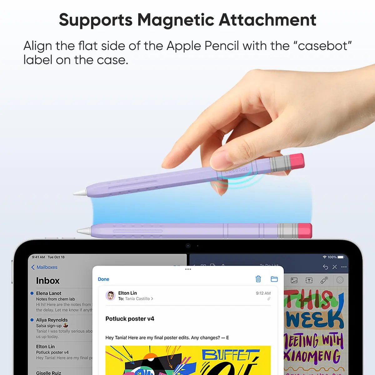 Fintie Soft Silicone Sleeve for Apple Pencil (USB-C) Lilac Purple | Lightweight Pen Protective Cover - view 4