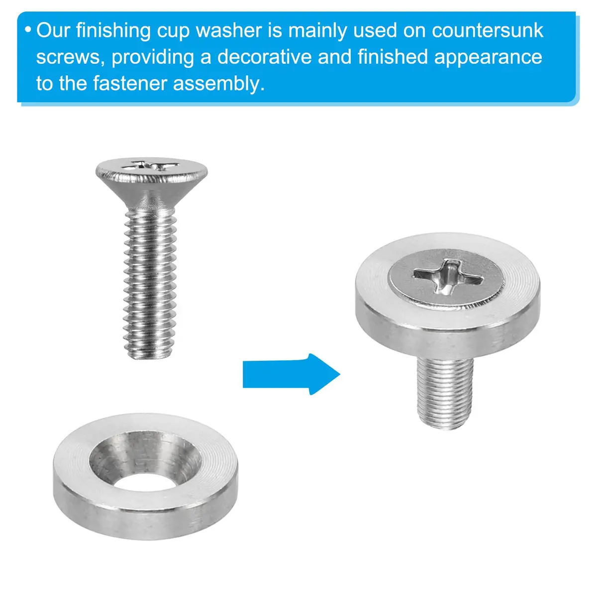 PATIKIL M4 Finish Countersunk Washer, 10pcs 14mm Dia. 3mm Tall | Solid Stainless Steel for Construction - view 4