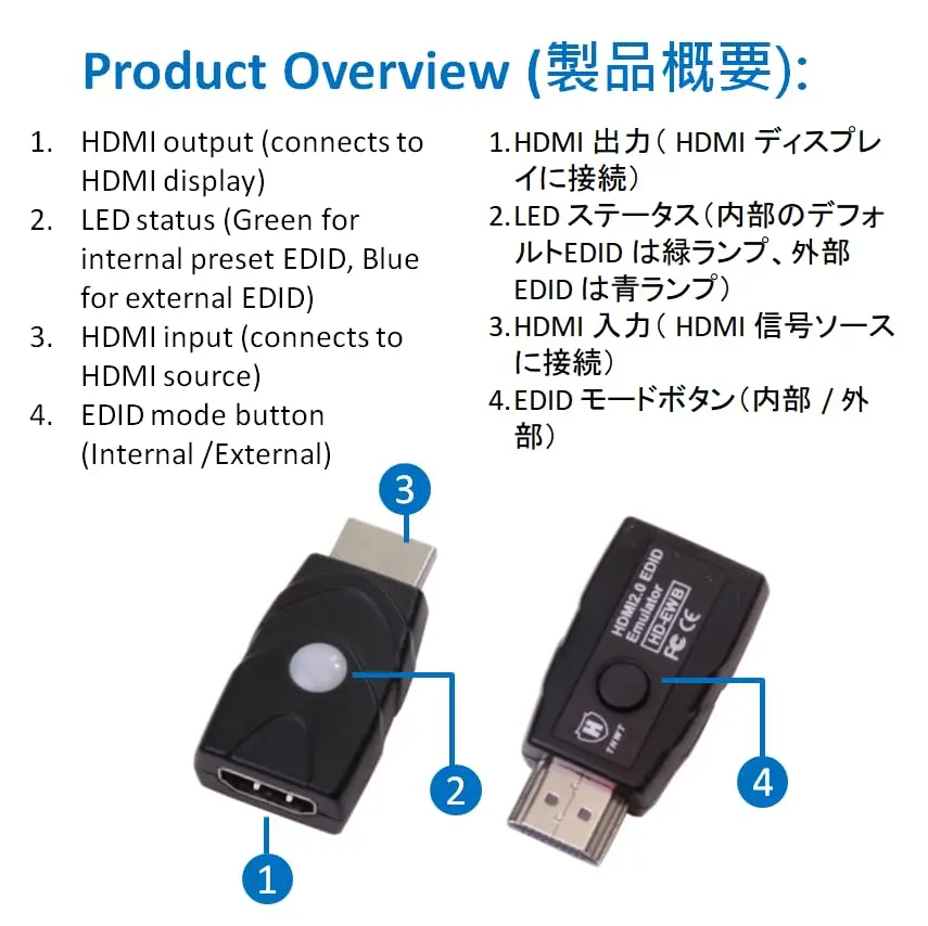 THWT HDMI 2.0 4K EDID Emulator (Model: HD-EWB) | Support Exact EDID Copy & Emulation, HDCP Passthrough, 4K@60Hz - view 7