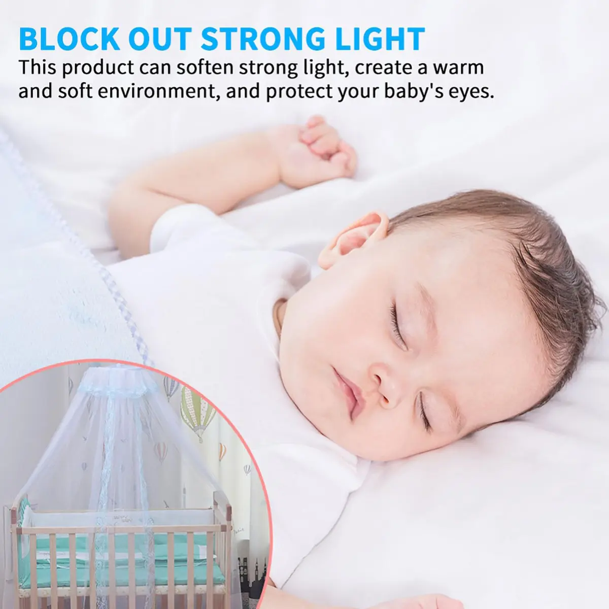 Vawolecy Universal Crib Mosquito Net with Lace Dome Canopy No Stand | Breathable Polyester Mesh, 63in Height x 177in Perimeter - view 9