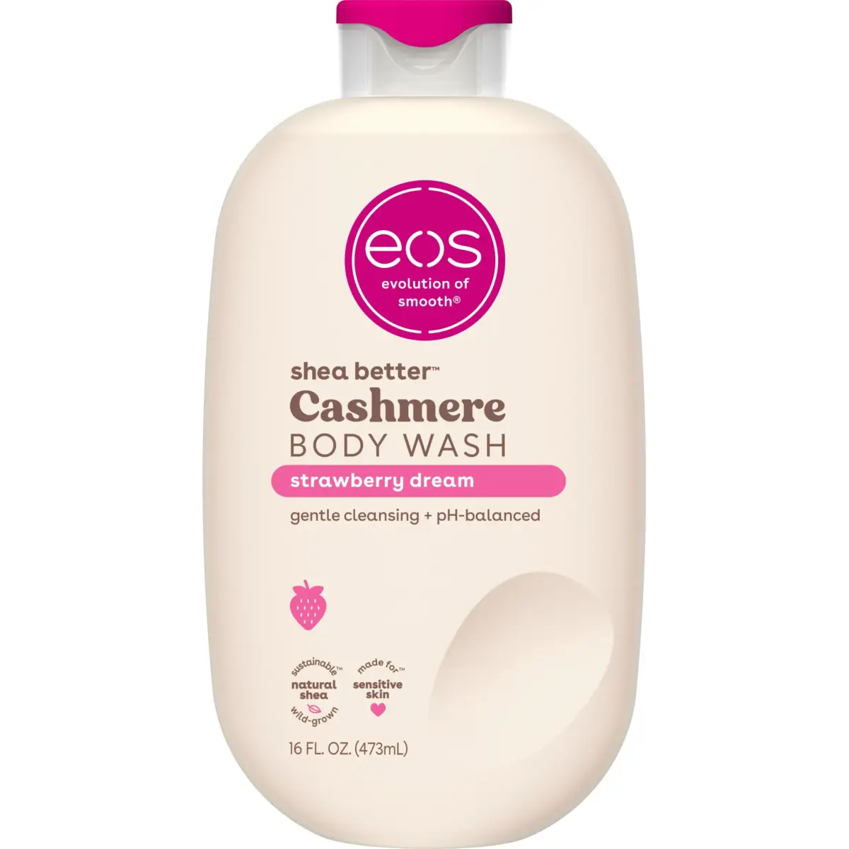 eos Cashmere Body Wash – Strawberry Dreams, Moisturizing Gel Formula 473ml (16 fl oz) | Gentle & Hydrating for Sensitive Skin - main product image