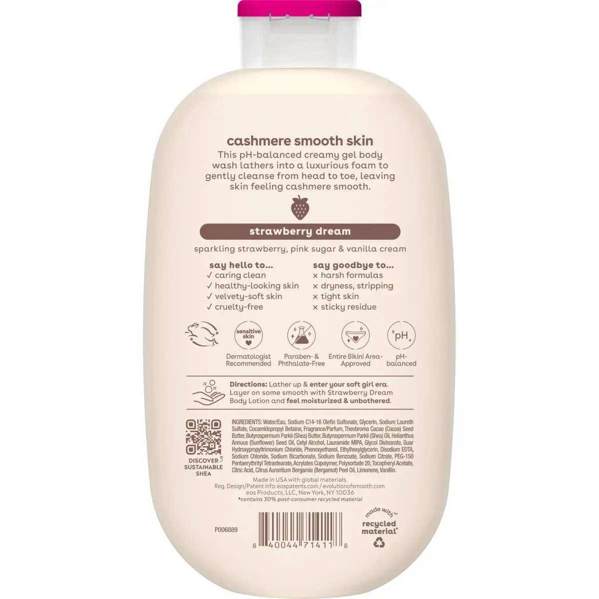 eos Cashmere Body Wash – Strawberry Dreams, Moisturizing Gel Formula 473ml (16 fl oz) | Gentle & Hydrating for Sensitive Skin - view 9